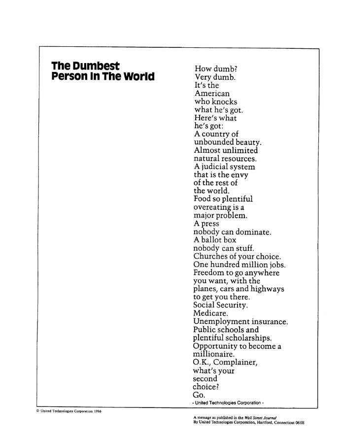 The Dumbest Person In The World, Management Poem