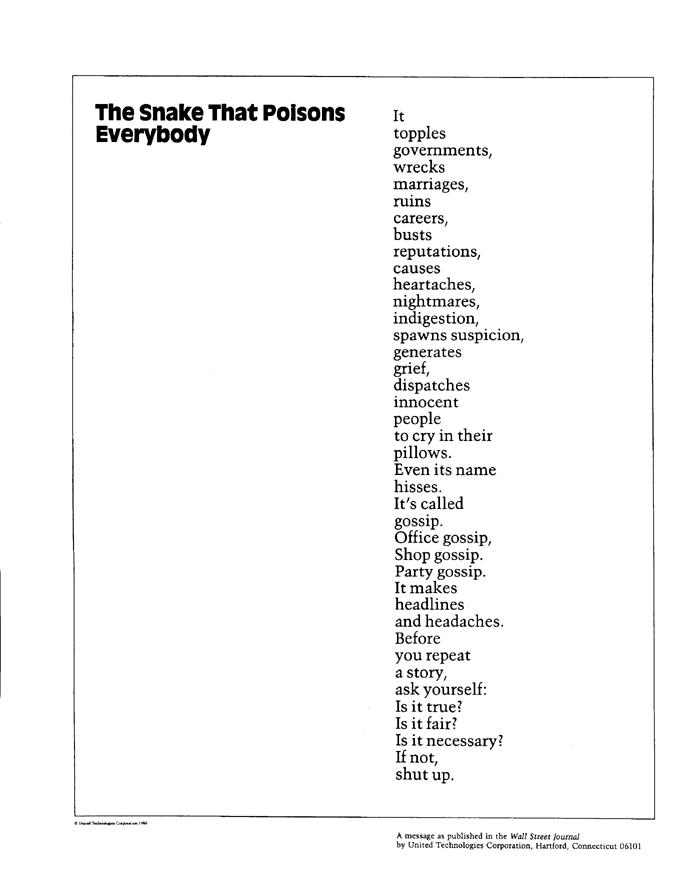 The Snake That Poisons Everybody, Management Poem
